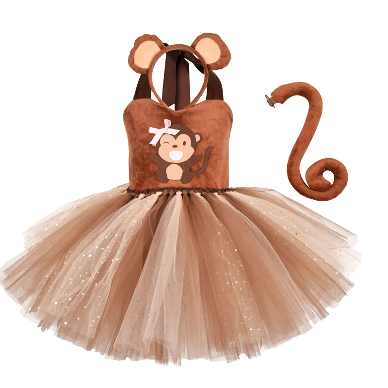 Baby Clothing Girls - Brown Monkey Tutu Dress for Baby