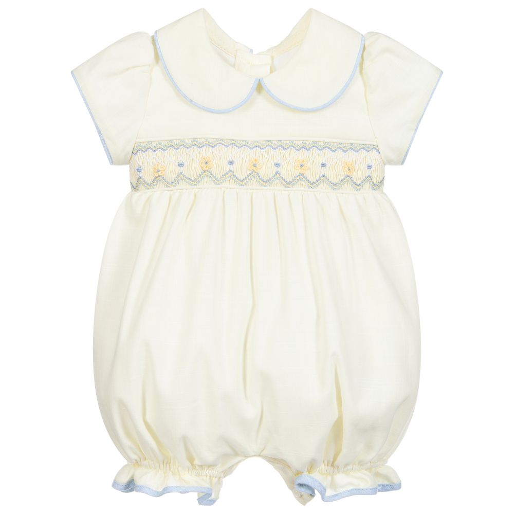 Baby Clothing Made In Usa - Baby Smocked Yellow Rompers infant Girls