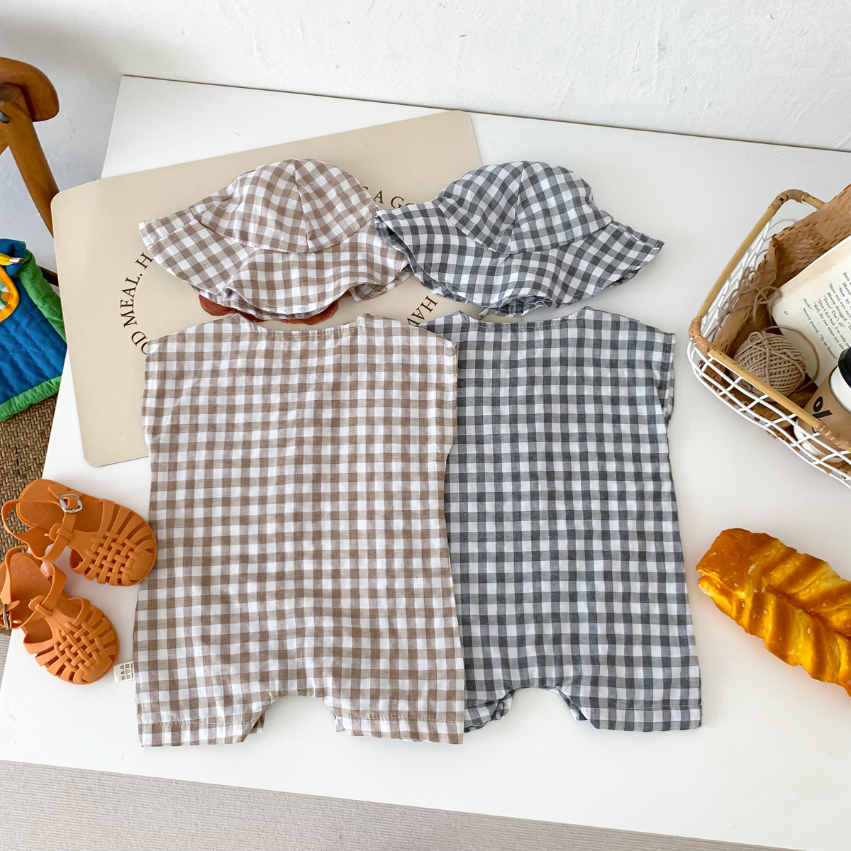 Baby Newborn Plaid Romper+Hat  - Baby Clothing Stores recension och pris